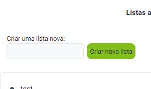 Foto do form de criar nova lista